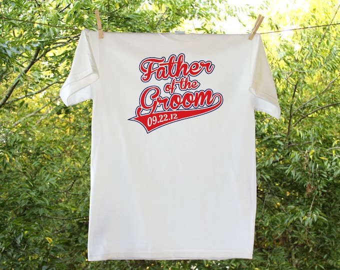 Sporty Father of The Groom Wedding Party Shirt with Date