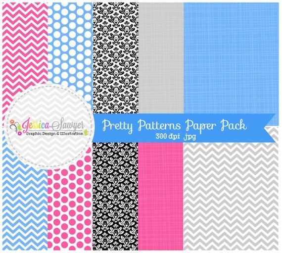 INSTANT DOWNLOAD, pink and blue digital paper, printable background, commercial use, chevron paper, patterned paper Il_570xn