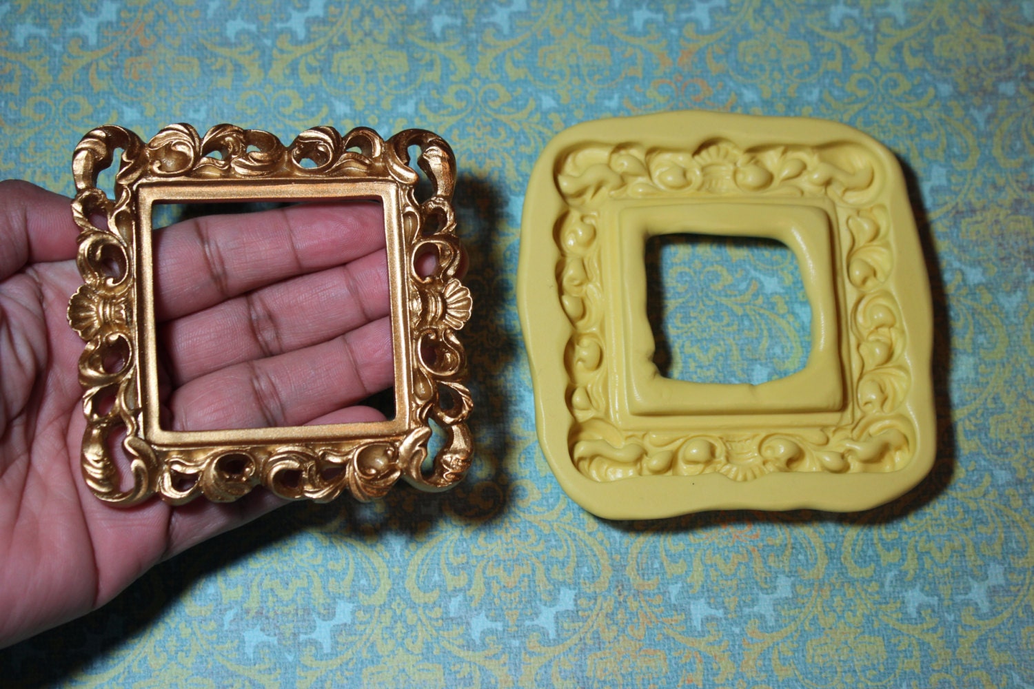 Large Square Scroll Frame Silicone Mold B 3 by 3 inches