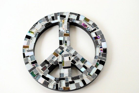 Black and White Mosaic Peace Sign by GreenStreetMosaics on Etsy
