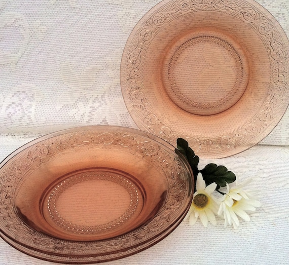 Vintage Pink Depression Glass Salad Plates / Set of 3