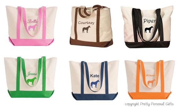 Personalized Horse Tote with name - Equestrian Tote Bag - Horse Gift