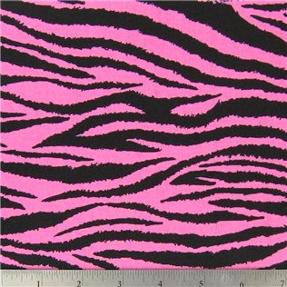 OOP 1 Yard Hot Pink and Black Zebra Cotton Fabric Animal