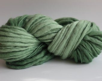 Seafoam Green Color Hand Spun Hand Dyed Thick and Thin Chunky Wool Yarn