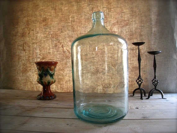 Large GLASS BOTTLE Glass Jar Terrarium Vintage Jug H2O