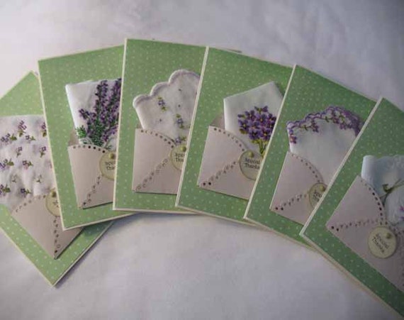 Vintage Wedding Handkerchief Favors Embroidered Mint Green