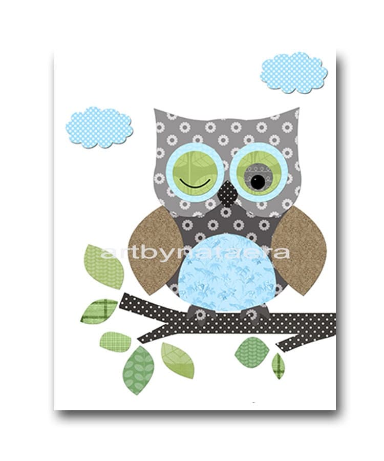 Owl Decor Owl Nursery Baby Boy Nursery Art Nursery Wall Art