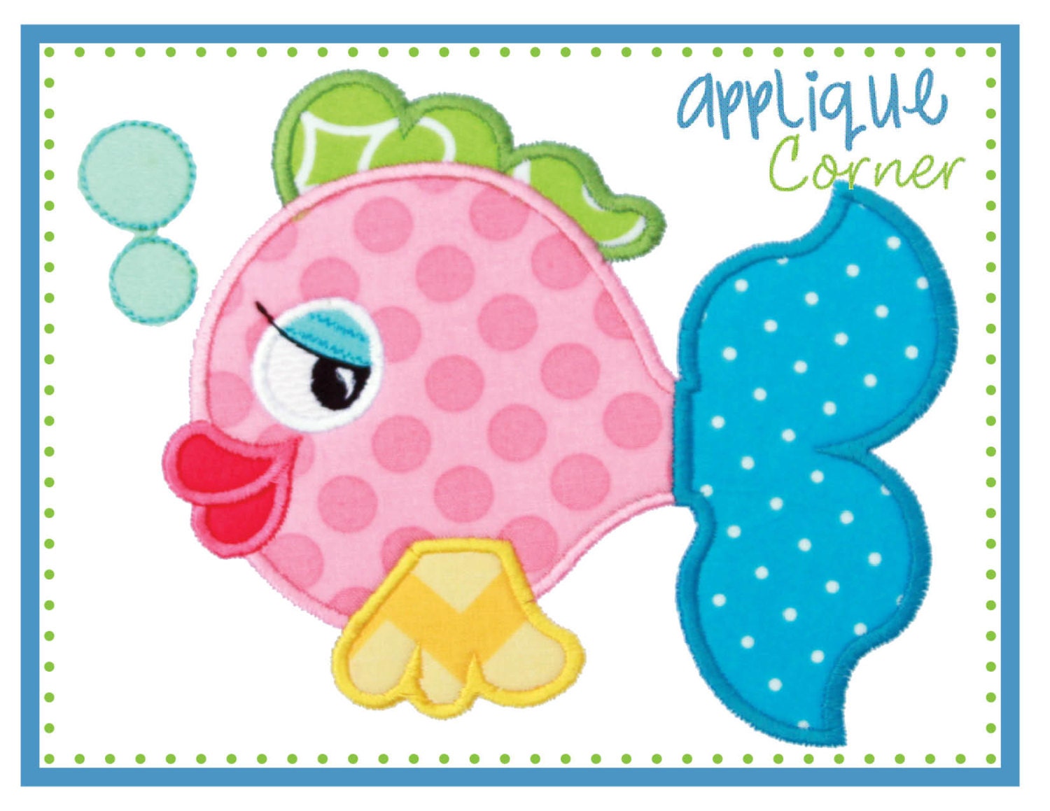 Fish with bubbles applique digital design for embroidery Fish with bubbles applique digital design for embroidery