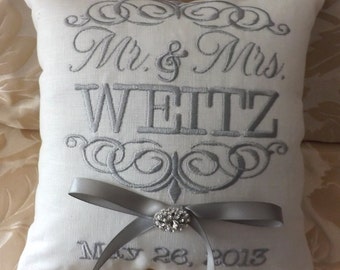 Ring Bearer Pillow,Mr. & Mrs. Ring Bearer Pillow. ring pillow, custom, personalized, wedding pillow I (RB101)