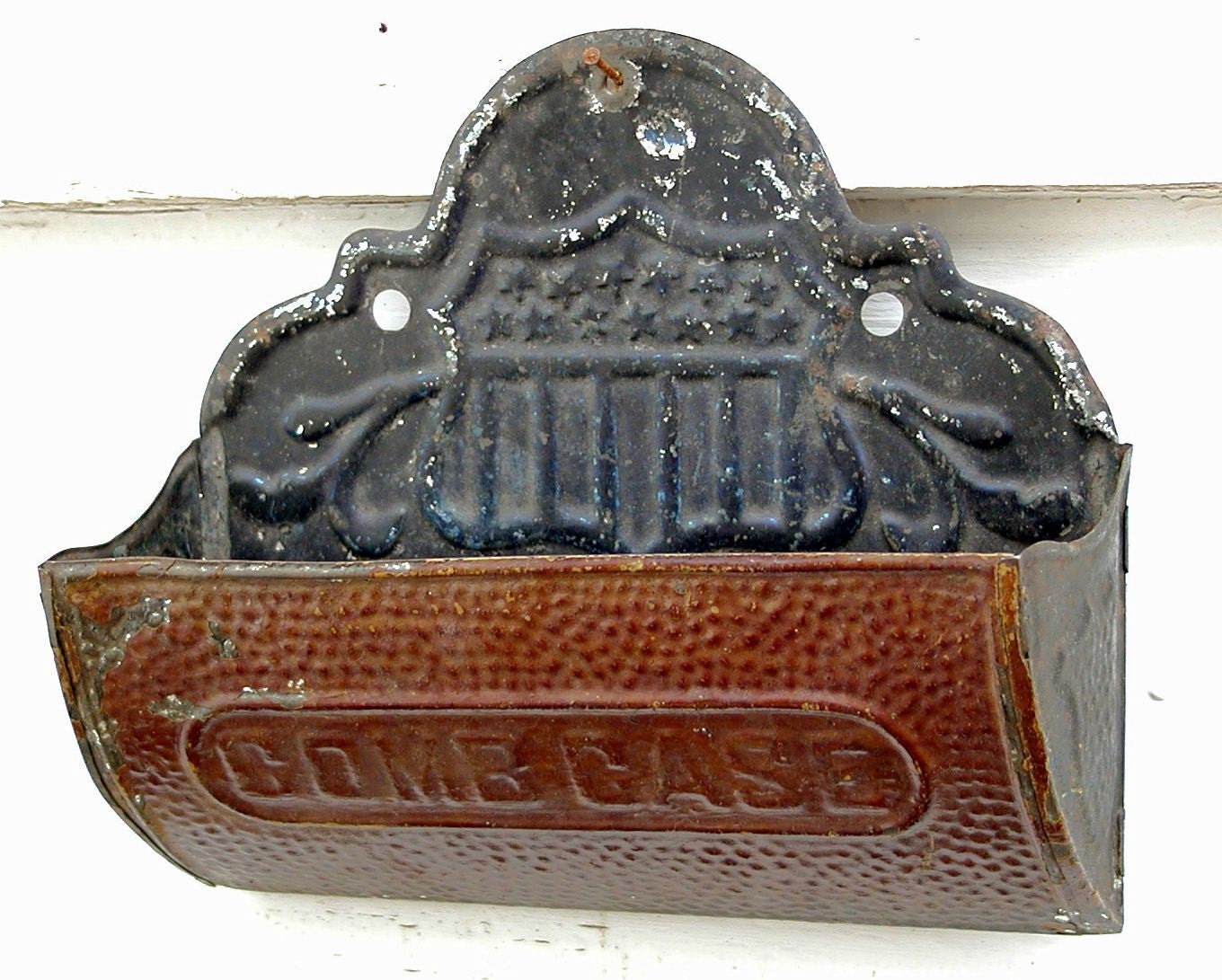 Vintage Tin Comb Case Wall Pocket