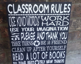 Items similar to Personalized Custom Classroom Rules Wall Decal Sign ...