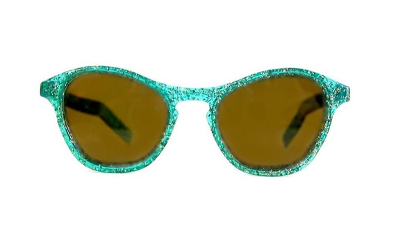 50s Turquoise Cat Eye Sunglasses Silver Glitter Glamour Girl Chic 1950s Vintage