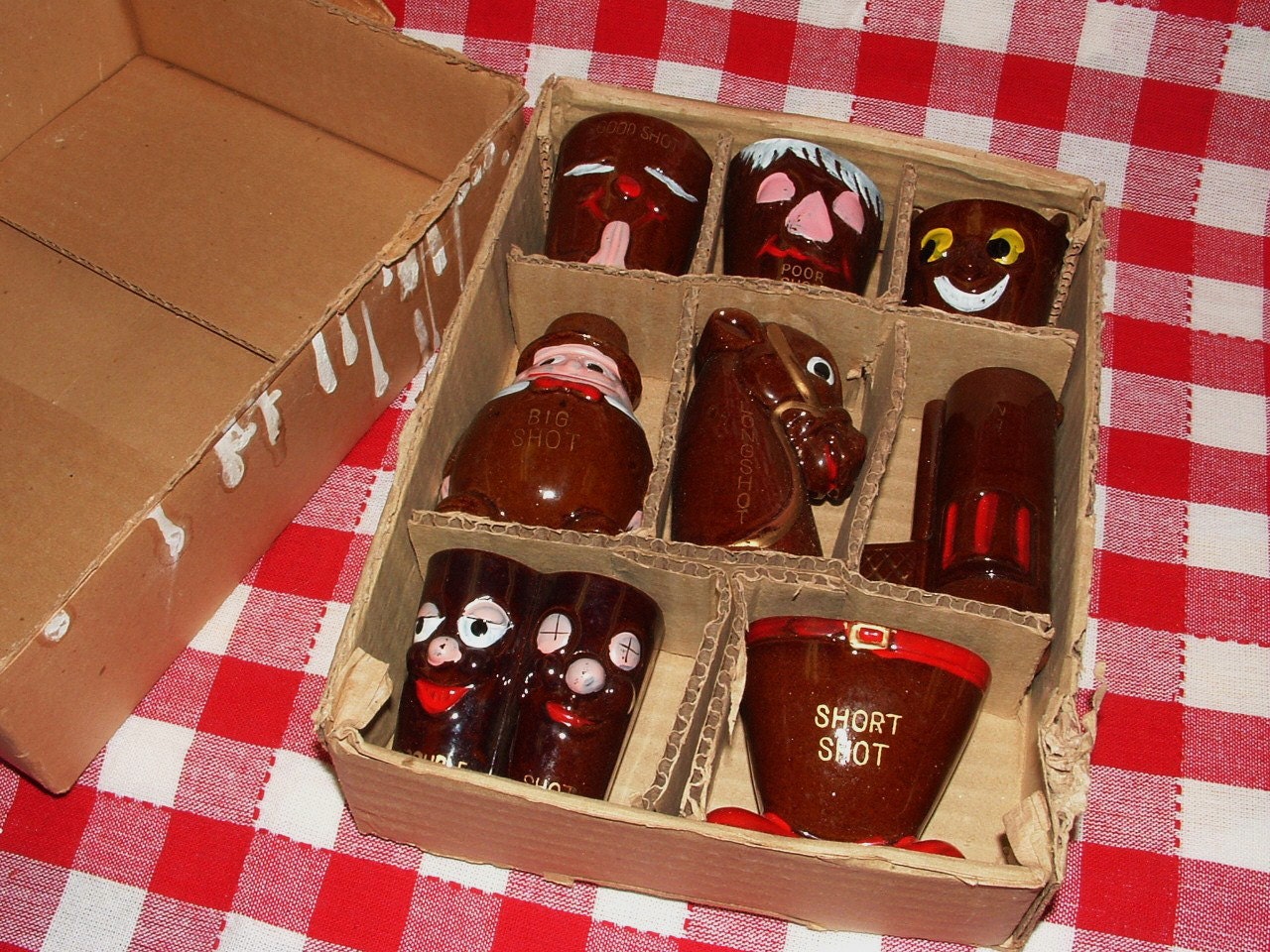Vintage Novelty Shot Glasses in original box by MeadowLarkRise