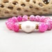 Pink Agate Bracelet Baroque Pearl Bracelet Swaroski Crystal