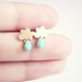rain - tiny cloud and turquoise drop earring studs - dainty jewelry GOLD or SILVER / gift for her under 20