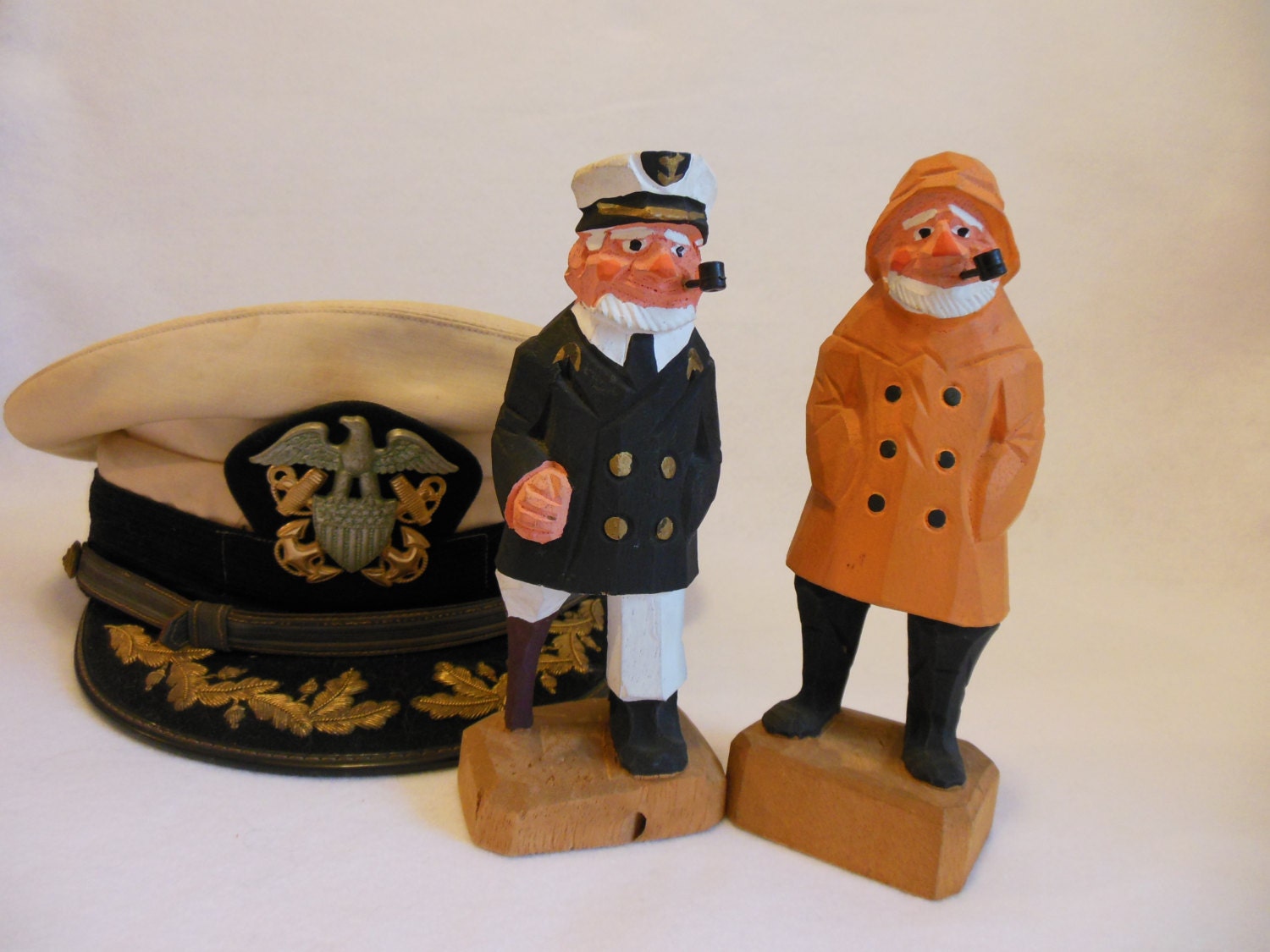 Mid Century HANDCARVED Wooden NAUTICAL Figurines The Sea