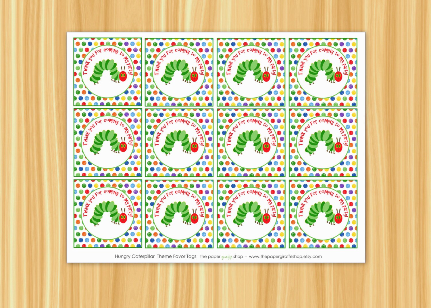 Very Hungry Caterpillar Favor Tags Very by
