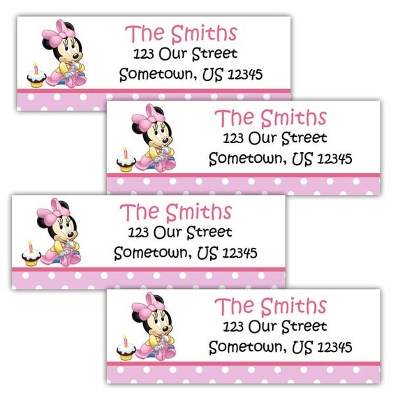 Baby Minnie Mouse Personalized Address labels Stickers