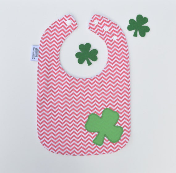 St. Patricks Day Bib/ Shamrock Bib/ Chevron Bib