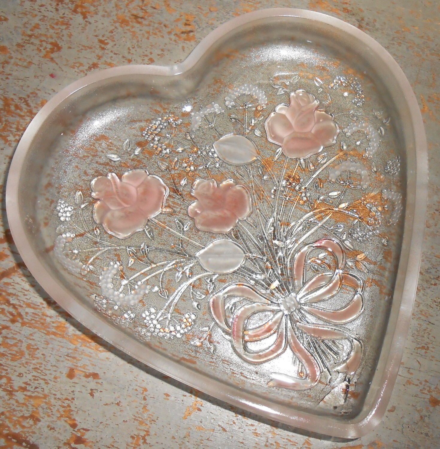 Vintage Plate Heart Candy Dish Mikasa Crystal Heart Dish