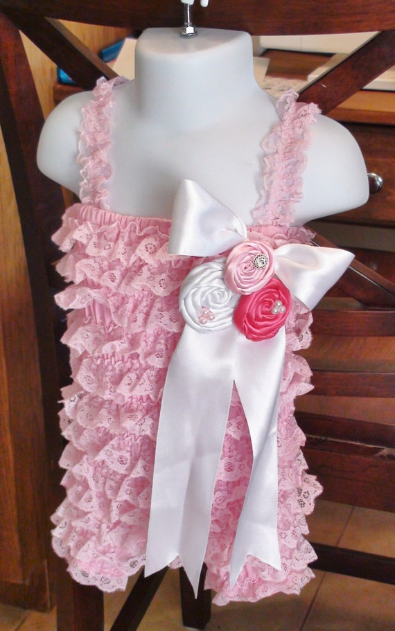 Items similar to Baby girl lace romper/Pink lace romper/Photo prop on Etsy