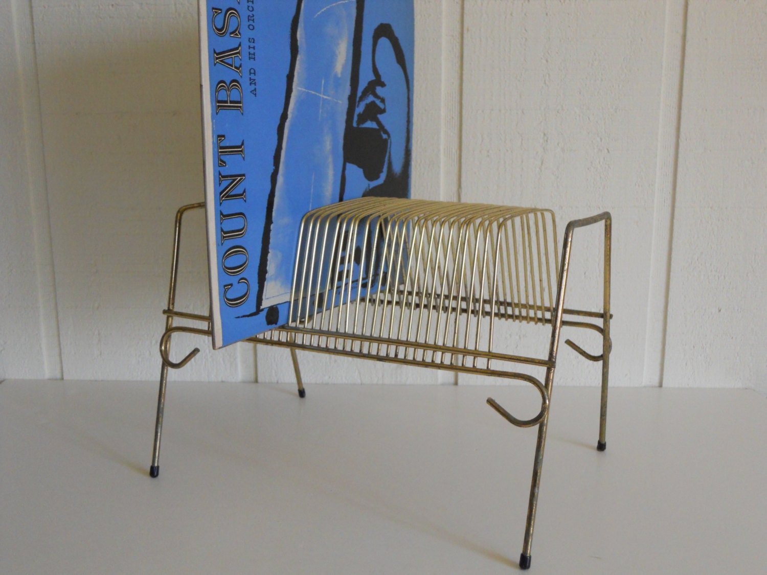 Metal record storage rack album holder