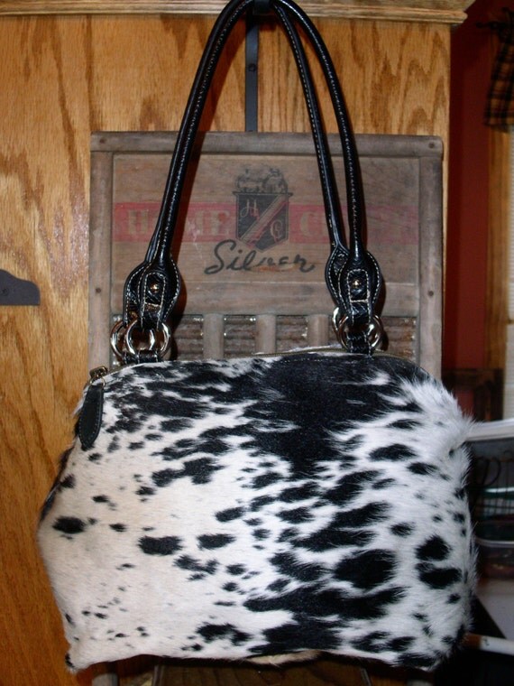 Cowhide purse black and white