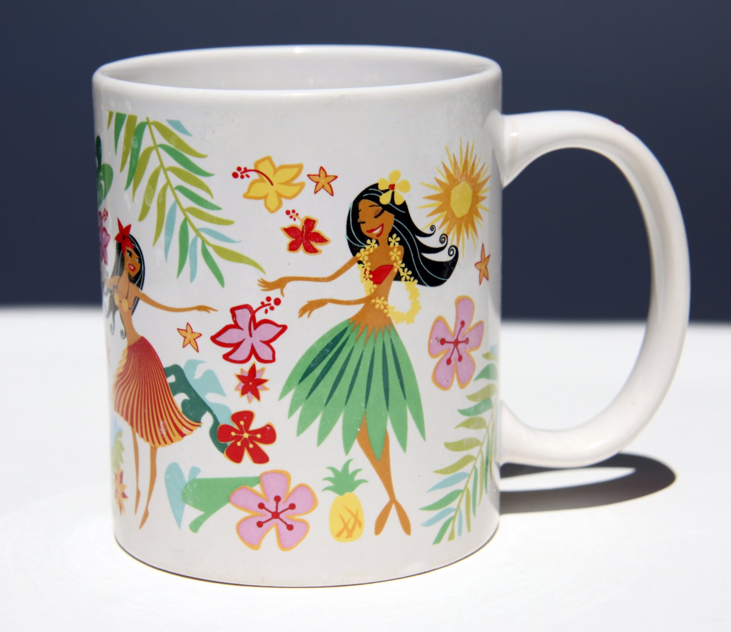 Cartoon HULA GIRL HAWAII  Mug  Coffee Mug  with Surfer Board