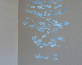 baby blue butterfly mobile, crib mobile, baby boy mobile, monarch butterfly mobile, baby blue paper butterfly mobile, nursery mobile, gift