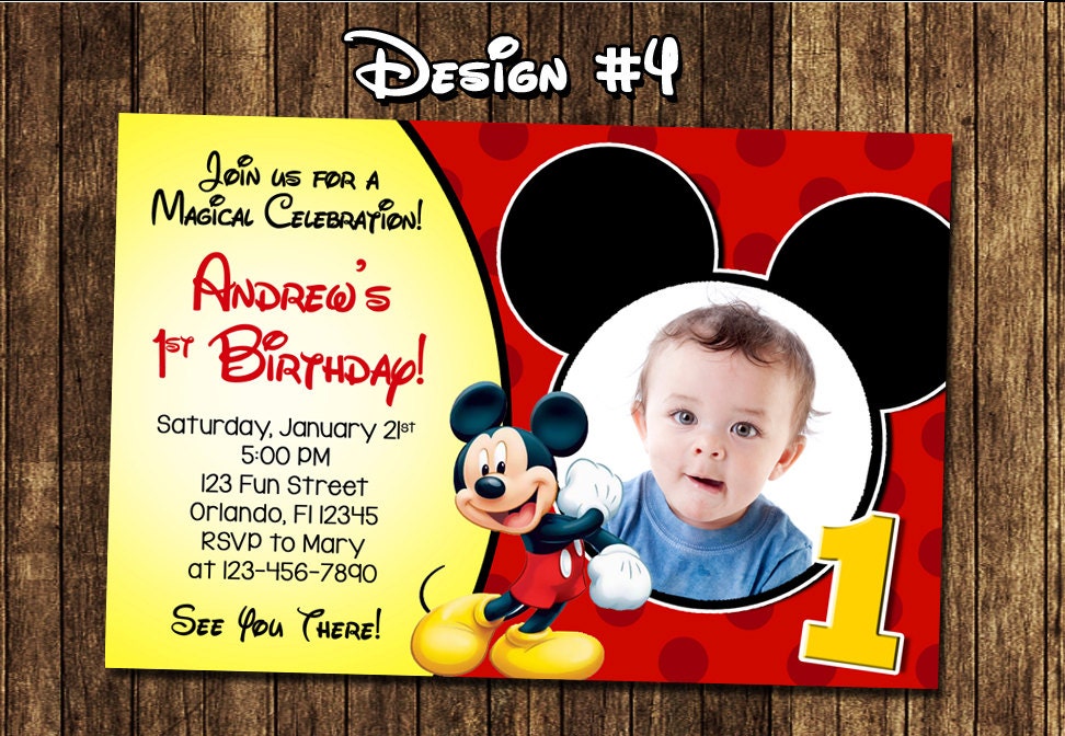 Baby Mickey 1St Birthday Personalized Invitations 1