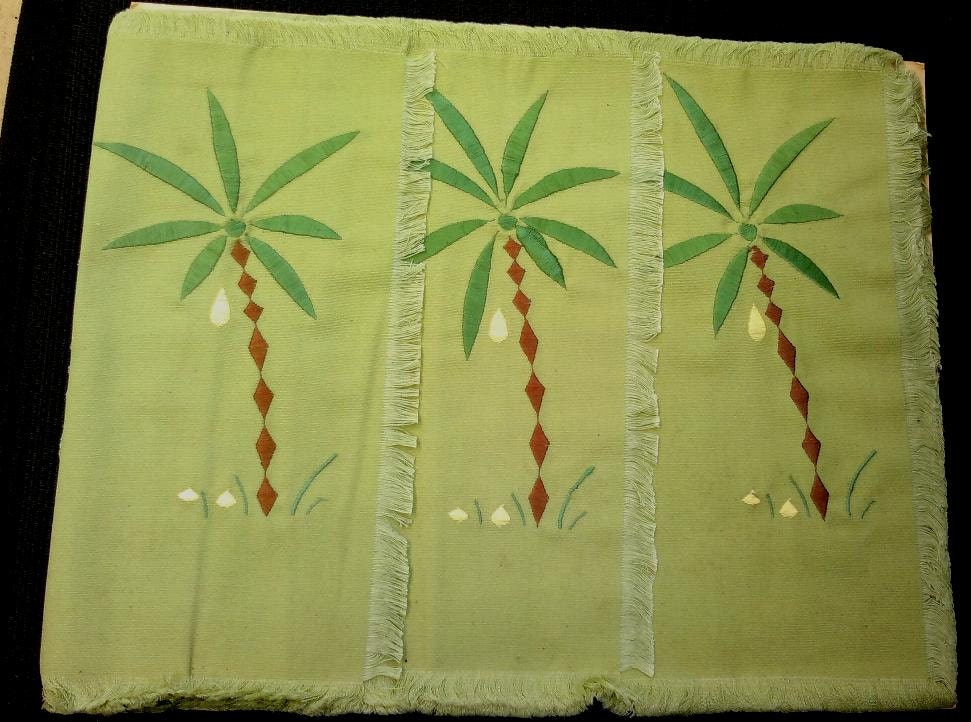Set of Four Placemats with Embroidered Palm Trees