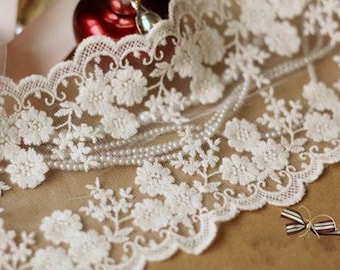4yard white flower lace Trim accessories about 10-12cm wide