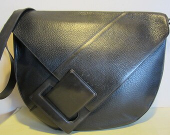Gorgeous big DELVAUX, vintage, original , black leather shoulder bag, Belgium