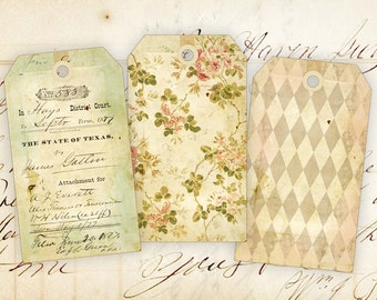 Digital collage sheet Printable gift tags Instant Download Vintage images Paper craft Scrapbook - OLD PAPER