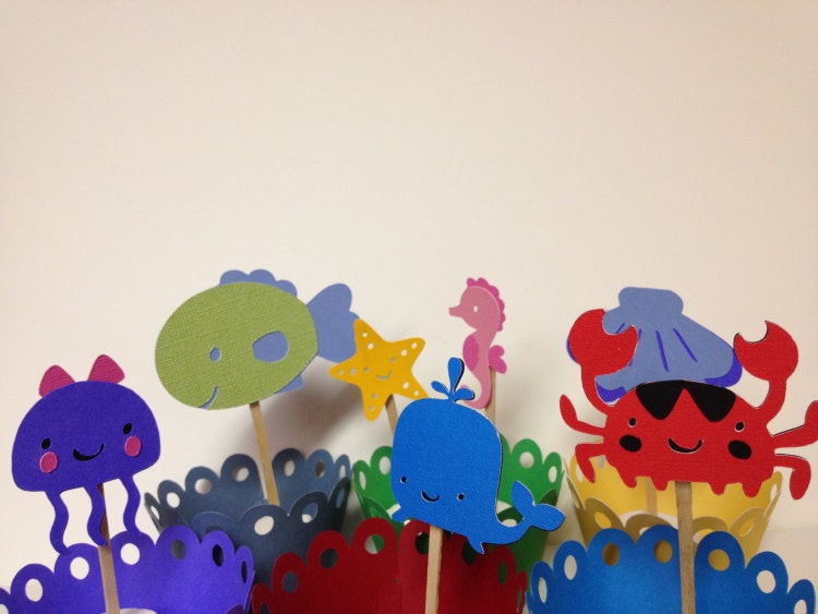 Under the Sea Cupcake Toppers... by JellyBeanPaper on Etsy
