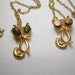Cats with Green Jade eye and Tiger Eye Necklaces set of two