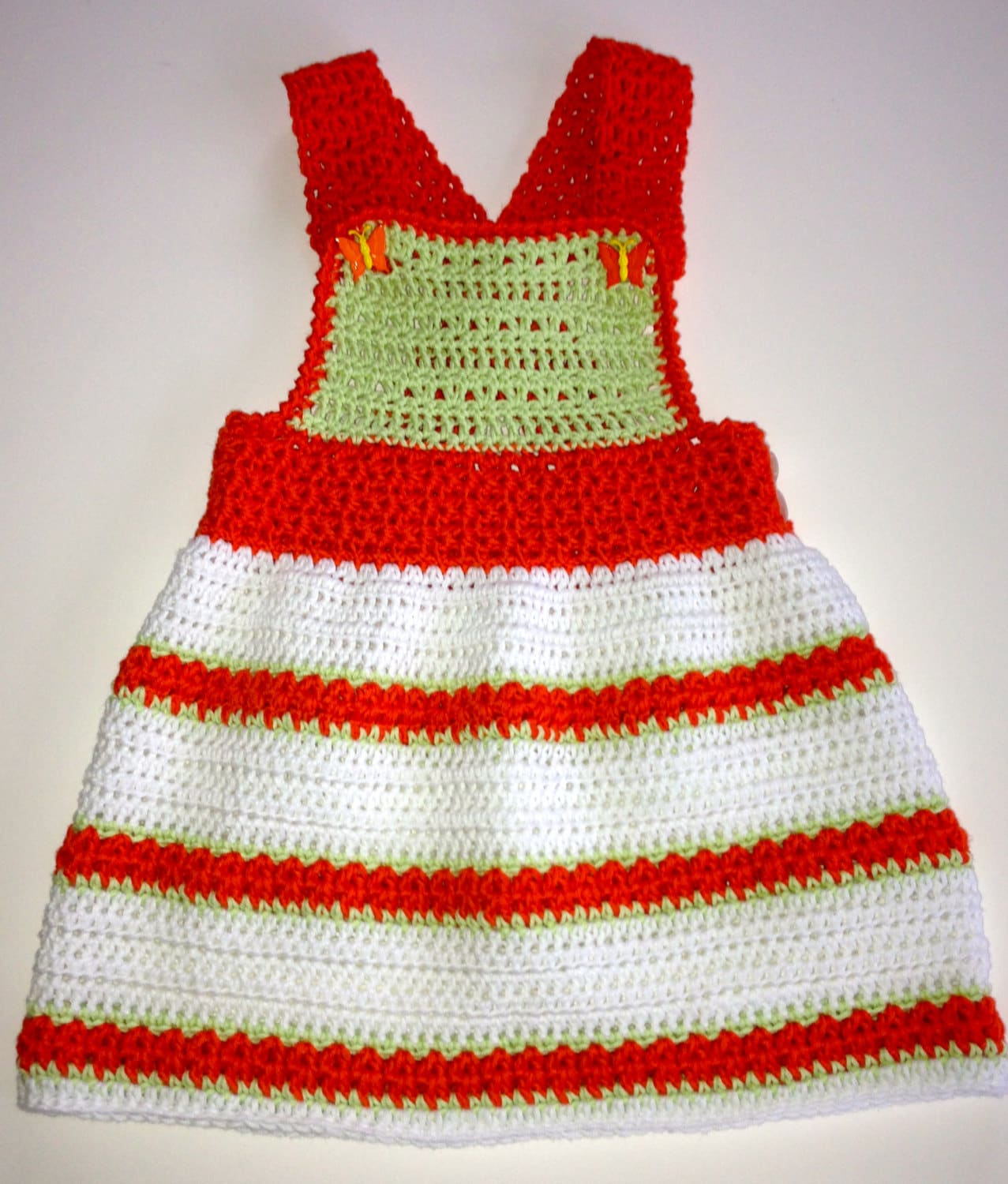 Crochet Pattern for Baby Toddler Jumper Dress Orange Sherbet