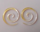 12 Gauge (2 mm) Earrings - Yellow Mother of Pearl Shell, Spiral,  Naturally Organic, Tribal, Hand Carved (0045)