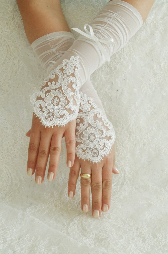 Ivory Wedding Glove Ivory Lace Gloves Fingerless By Byvivienn 2225