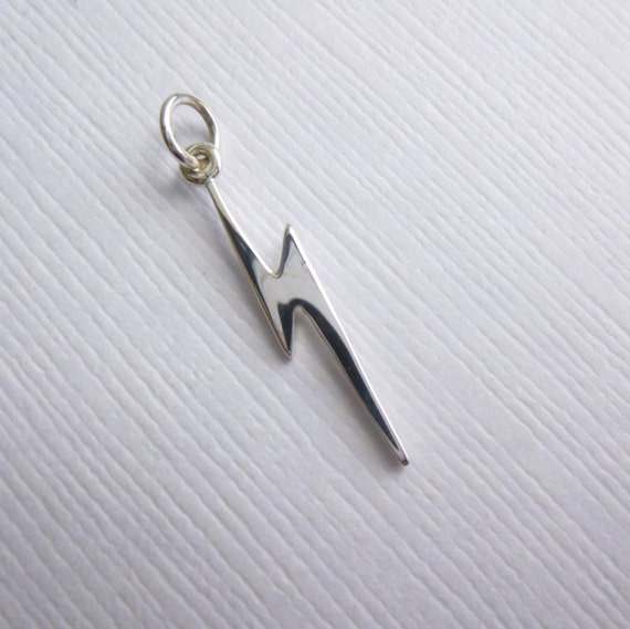 Sterling Silver Lightning Bolt Charm 1 Piece by HappyBirdSupplies