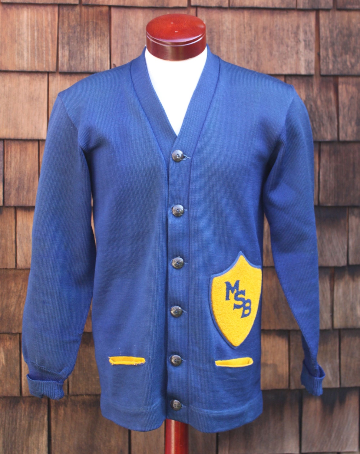 Items similar to 1950's Blue and Gold MSB Letterman Sweater on Etsy