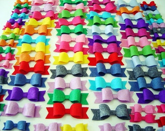 Felt Beautiful Bows - 12 Piece - 6 Set - Mixed Colors - Felt Die Cut Bows - 2 Size