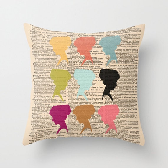 Items similar to Throw Pillow Cover Dictionary Art Print Colorful
