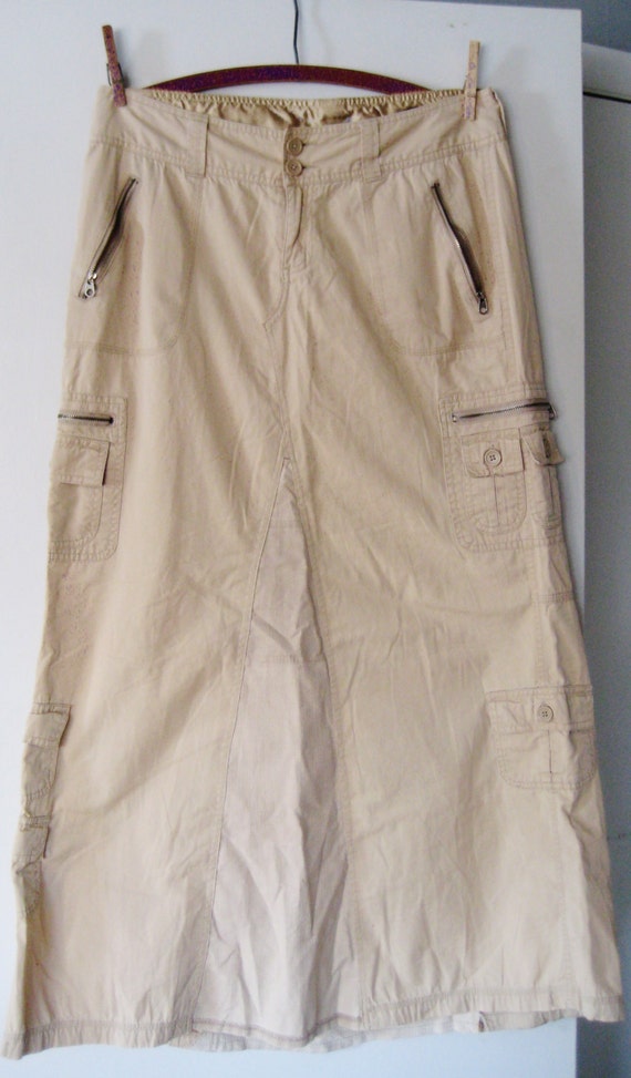 Utilitarian Chic Khaki Cargo Skirt