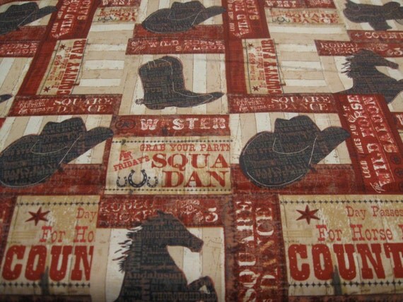 Wild West Cowboy Western Theme Fabric Great by Hisandhersfabrics