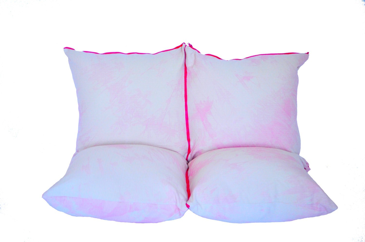 4 pink tie and dye covers pillow 27x27 convertible in couch