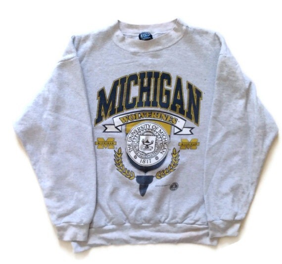 Michigan Wolverines Grey Crewneck Sweatshirt by FostAndLound