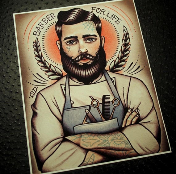 barber for life tattoo art print barber for life tattoo art print