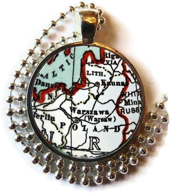 Warsaw Poland map Jewelry Polish map by LocationInspirations