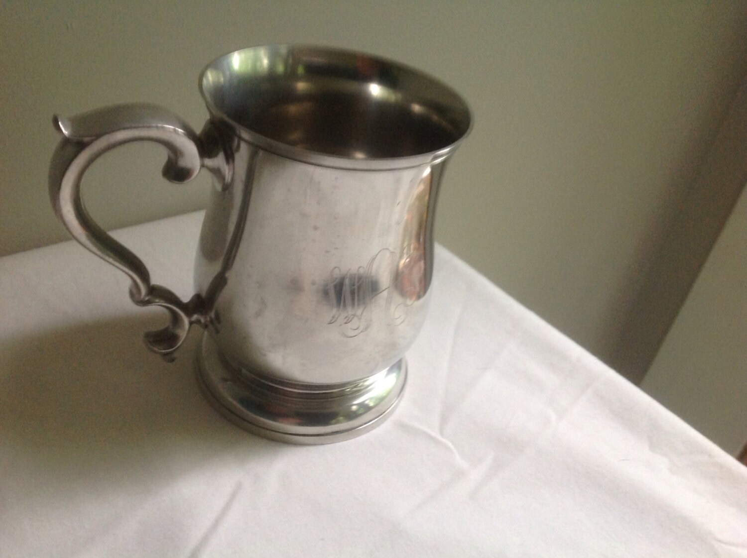 Williamsburg Stieff Pewter Tankard engraved by GreenTrellisHome